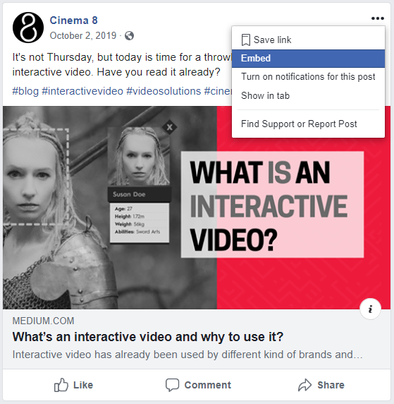 Cinema8 Interactive Video Articles - Social Media Posts in to Interactive Videos with Html Widget 1
