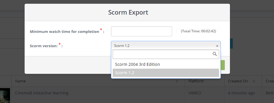 Scorm Export for LMS systems -2 Cinema8